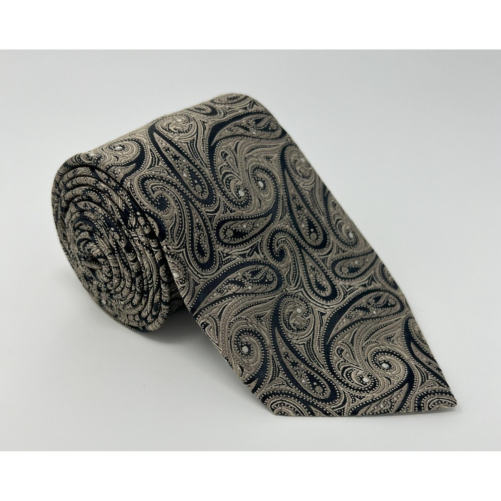 Chaps Tie Gold Paisley 100% Silk Men's Necktie